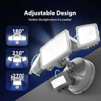 Onforu 65W LED Security Lights Motion Sensor Light Outdoor, 6500LM, 6500K, IP65 Waterproof, Flood Light Outdoor Motion Detector with Adjustable 3 Head, Hardwired Wall Light for Entryway, Yard (Gray)