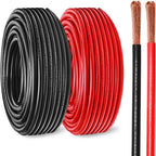 10 Gauge Battery Cable Copper Wire, 50FT Red+50FT Black 10 AWG Welding Cable Standard USA OFC Wire for Automotive, Battery, Solar, Marine and Generator