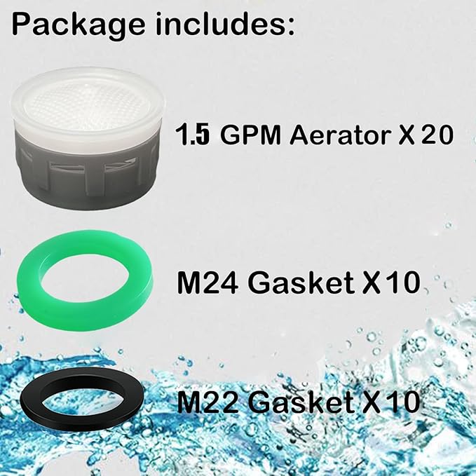 Faucet Aerator, 1.5 GPM Restrictor Plug-in Faucet Aerator Bathroom or Kitchen Replacement (20 pieces in white)