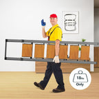 WOA WOA Step Ladder 6 Step Folding, Foldable Tall Ladder with Handrail, Aluminum Stepladder for High Ceilings, Lightweight, Deep Pedals, Anti-Slip Feet, Capacity 300 lbs - Black & Wood Grain