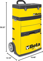 Beta C41H Two-Module Rolling Tool Chest, Detachable Tool Box, Telescopic Handles, Yellow