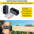 201 Stainless Steel 2" x 4" (Actually 1 ½" x 3 ½") Deck Railing Connector, for Deck Railing, Handrail, Barn and Beam end Connection Installation (36pc-Black)