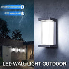 Juyace 18w Outdoor Porch Lights Exterior Lighting Fixtures Wall Mount Rectangular Modern Patio Sconces 1800Lm 6000k Aluminum Black IP65 for Garage House Front Door Entryway (2 Pack)