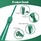 50Ft 4 Outlets Green Outdoor Extension Cords for Halloween Christmas Inflatables Blow Ups Yard Waterproof Outside with Multiple Outlets Extension Cord Power Splitter for Christmas Lights Decorations