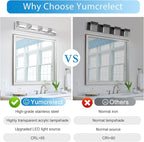 LED Vanity Lights for Bathroom 4 Light Bathroom Lamp over Vanity 27Inch Bathoom Mirror Light Fixtures Modern Bath Bar Lighting Chrome Vanity Lighting Fixtures 24W Restroom Light Fixture 6000K