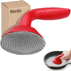 Cast Iron Cleaner Scrubber with Handle -3mm Welded Chain Mail Cast Iron Scrubber Brush-Chainmail Sponge Scrub Cleaning Tool to Clean Skillets, Pan,Griddle, Wok, Dutch Oven