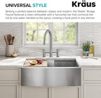 KRAUS Oletto Bridge Kitchen Faucet with Pull-Down Sprayhead in Spot-Free Stainless Steel, KPF-3122SFS