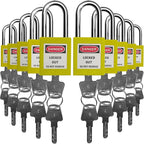 SAFBY Lockout Tagout Locks, Safety Padlock, Keyed Differently Loto Safety Padlocks for Lock Out Tag Out Kits Station (Yellow NO.1-10)