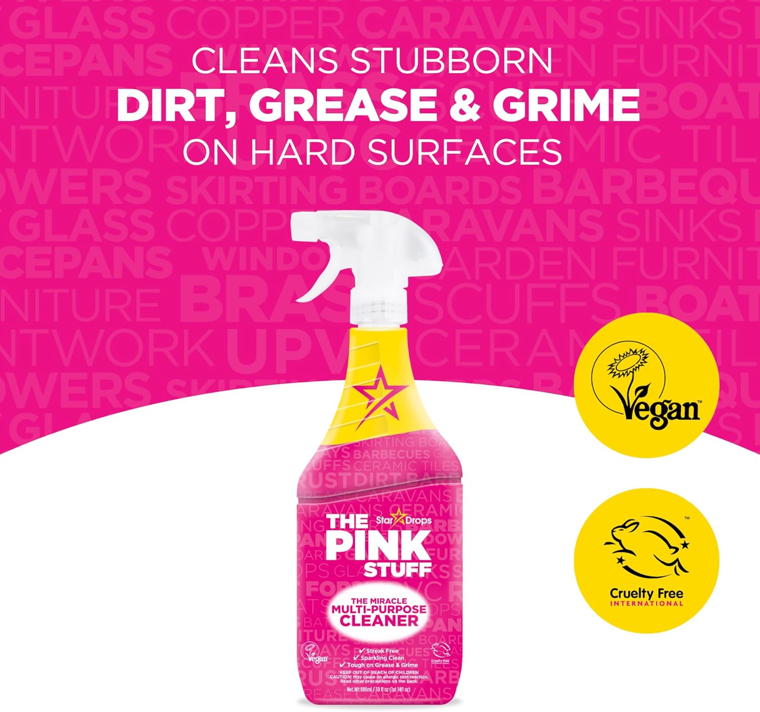 The Pink Stuff Miracle Multi-Purpose Cleaner Spray, 30 fl oz – Now 20% More! Powerful All-Purpose Cleaning Solution for Kitchens, Bathrooms, Floors & More – Cuts Through Grease & Grime with Ease