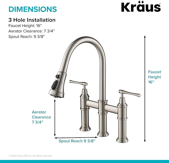 KRAUS Allyn Transitional Bridge Kitchen Faucet with Pull-Down Sprayhead in Spot Free Stainless Steel, KPF-3121SFS