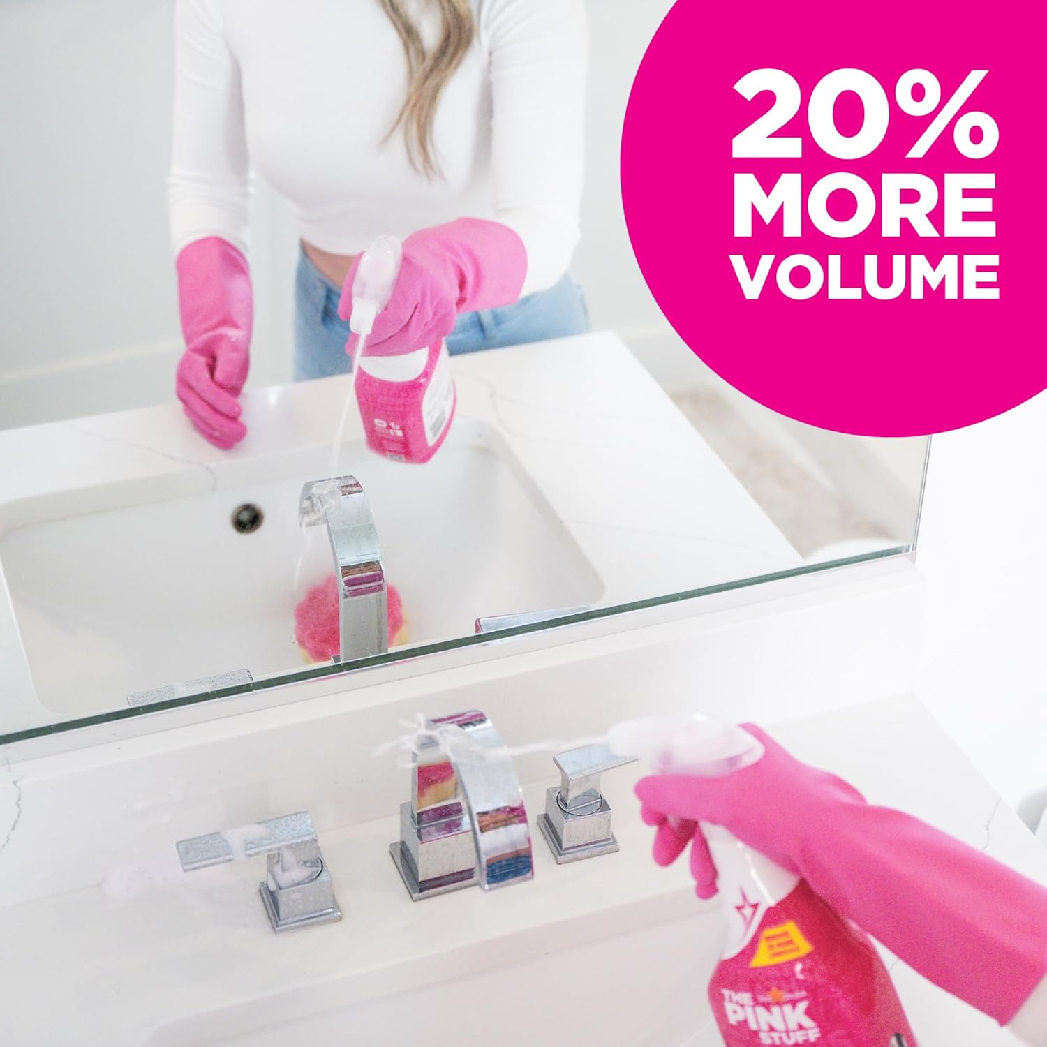 The Pink Stuff Miracle Bathroom Foam Cleaner, 30 fl oz – Now 20% More! Powerful Foaming Action for Showers, Sinks, Tubs & Tiles – Removes Soap Scum, Limescale & Grime with Ease (Pack of 3)
