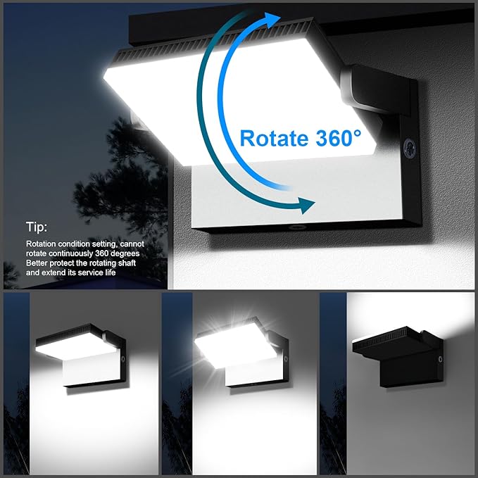 Modern Sleek LED Flood Light, 360° Rotatable 120W Commercial Wall Pack with Dusk to Dawn, 14200LM 5000K Waterproof Outdoor Lighting for Yard, Driveway, Car Lot, Building