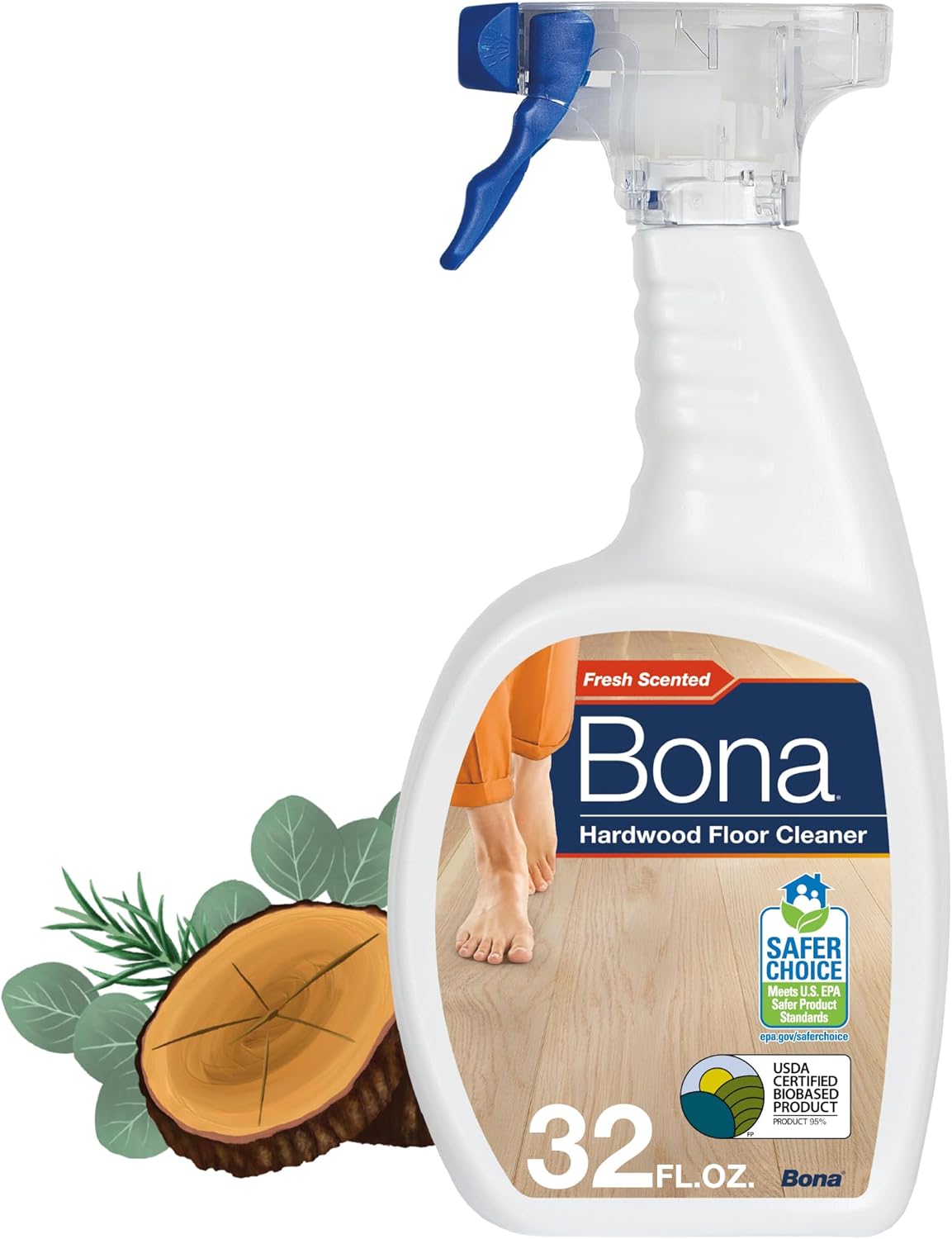 Bona Hardwood Floor Cleaner Spray - 32 fl oz - Cedar Wood Scent - Refillable - Residue-Free Floor Cleaning Solution for Wood Floors