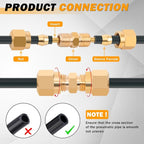 42 PCS DOT Air Brake Line Fittings, Brass Compression Air Nylon Tubing Fittings Repair Assortment 1/8" 1/4" 3/8" 1/2" 5/8" For Trucks or Industrial Air System