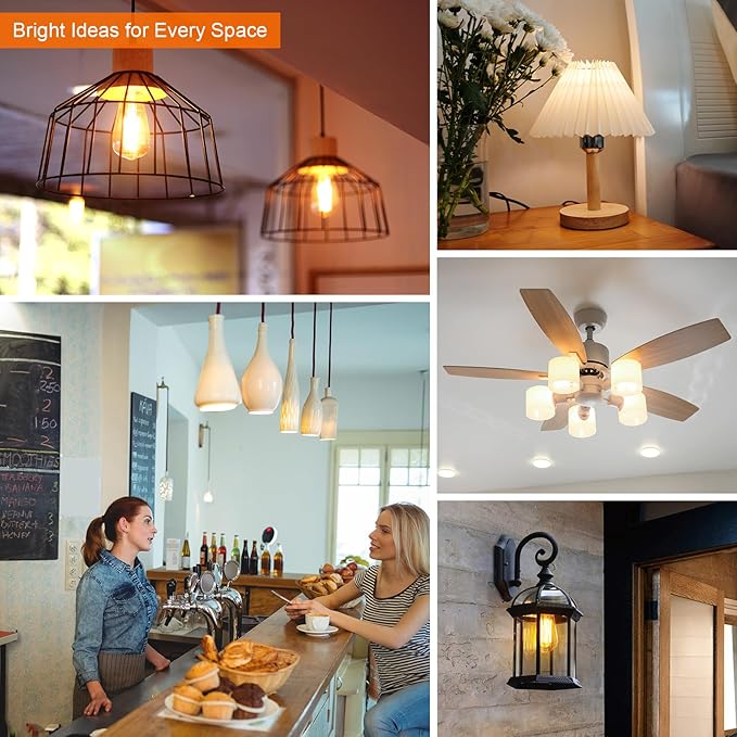 Kawaya E26 LED Edison Bulbs: 6W Equivalent 60 Watt Dimmable LED Light Bulbs - Vintage Warm Lights 2700k 800 Lumens High Brightness Filament Bulbs with 90+ CRI (12)