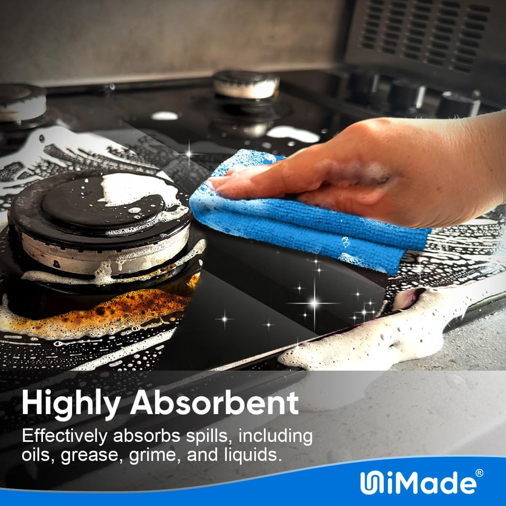 Shop Towel Rag, 200 Pack Reusable Rags Bulk Microfiber Cleaning Cloth Lint Free Towels for Car Kitchen Automotive Bar Mechanic Restaurant Garage, 11.5"x 11.5", Blue