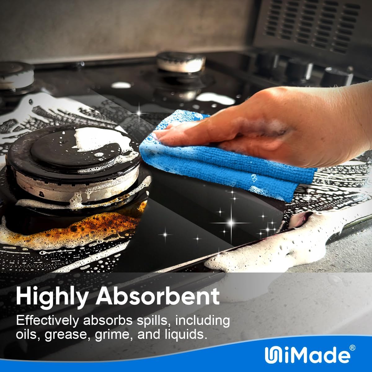 Shop Towel Rags, 20 Pack Reusable Shop Rags Bulk Microfiber Cleaning Cloth Lint Free Cleaning Towels for Car Kitchen Automotive Bar Mechanic Restaurant Garage, 11.5"x 11.5", Blue