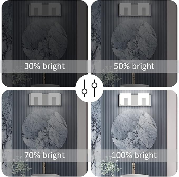 Aipsun 2 Lights Dimmable Modern LED Vanity Light for Bathroom Frosted White Acrylic Chrome Up and Down Bathroom Wall Light Fixtures Over Mirror(White Light 6000K)