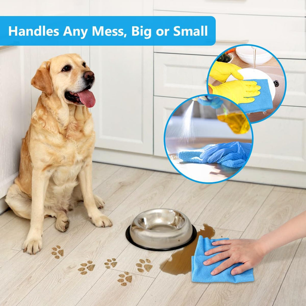 GLIMGLINT Microfiber Cleaning Cloth, 100 Pack Cleaning Rags, Lint-Free, Ultra Absorbent Reusable Paper Towels for Home, Kitchen, Car, Garage or Shop, Dish Rags, 11" x 9", Blue