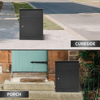 Package Delivery Boxes for Outside, Extra Large Mailbox for Parcel, Galvanized Steel Parcel Mailbox, Wall Mounted Lockable Anti-Theft for Porch,Curbside XL-Black