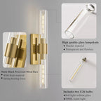 Gold Bathroom Vanity Lights Over Mirror,Modern Wall Light Fixture Sconce with Clear Glass for Bedroom,Bathroom,Hallway.