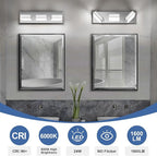 Modern LED Bathroom Lights Fixtures(3-Light),Metal Chrome Acrylic Wall Lighting,Vanity Lights for Bathroom Over Mirror(6000k 16In