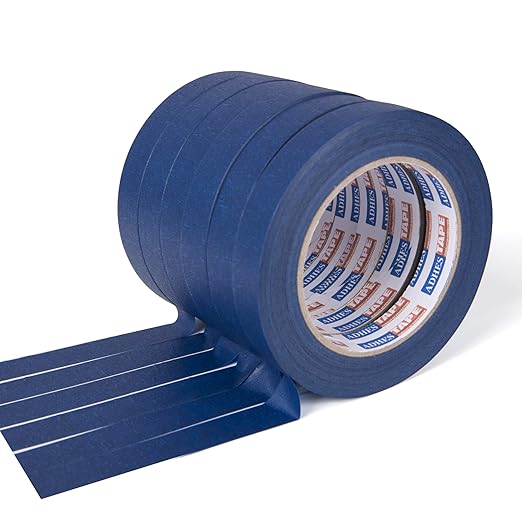 ADHES Blue Painters Tape 1 Inch, Masking Tape for Painting 6 Rolls x 1 Inch x 55 Yards, Blue Paint Tape No Residue Outdoor Anti UV Multi Surface Use, Total 330 Yards