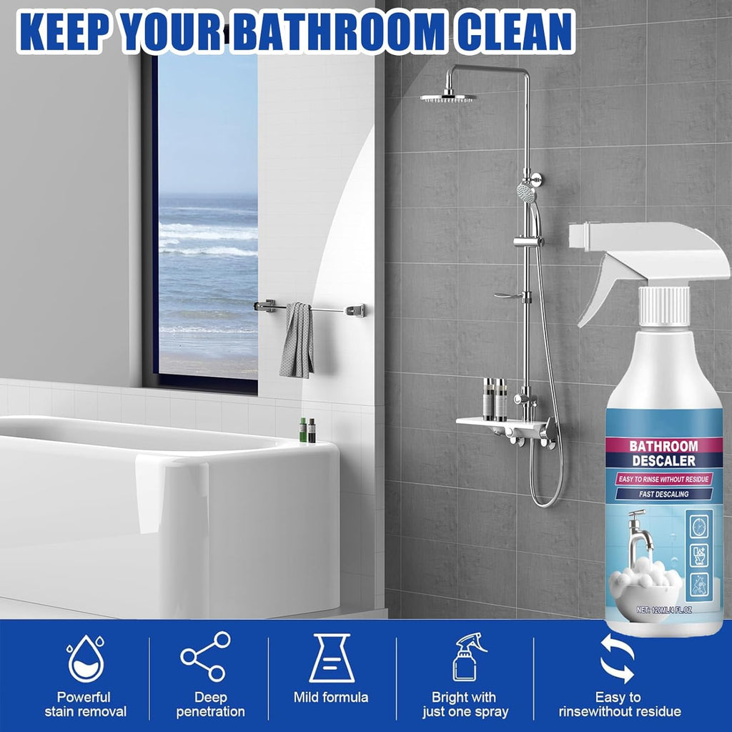 2pcs 120ml Bathroom Descaler Foam Cleaner Spray,2026 Upgrade Bathroom Foam Cleaner Spray,Multipurpose Stubborn Stains Cleaner for Walls,Toilet,Glass Sink