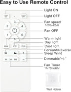 42 Inch Brushed Nickel Ceiling Fans with Lights and Remote, LED Low Profile Flush Mount Ceiling Fan for Bedroom, Living Room, Patio, Quiet DC Motor, 5 Blades