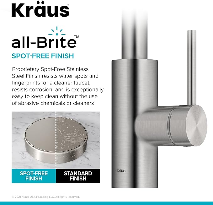 Kraus Oletto Spot Free Stainless Steel Dual Function Kitchen Faucets with Pull Down Sprayer, KPF-2620SFS