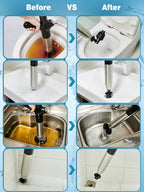 Toilet Plunger Drain Clog Remover Tool, High-Pressure Drain Snake Sink Plunger with Real-Time Barometer, Air Toilet Unclogger for Bathroom, Kitchen, Sinks and Clogged Pipe
