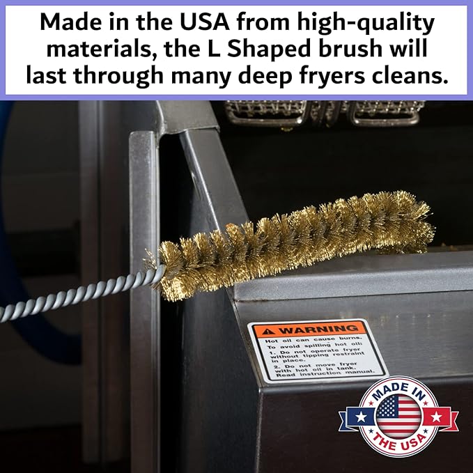 4-Pack L-Shaped Deep Fryer Cleaning Brush, Up to 750F High Heat Resistant Metal Bristles Fryer Cleaning Brush for Food Debris & Grease in Kitchen & Restaurants Deep Fryers Coil by FryOilSaver Co. B53C
