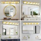 Modern LED Bathroom Lights Fixtures(6-Light),Metal Gold Acrylic Wall Lighting,Vanity Lights for Bathroom Over Mirror(6000k 41In