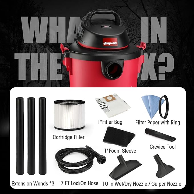 Shop-Vac 6 Gallon 3.0 Peak HP Wet Dry Vacuum, 3 in 1 Function Heavy-Duty Shop Vacuum with Filters, Attachments, Ideal for Home, Jobsite, Garage, Car & Workshop. 5971636