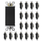 ThunderWay Matte Black Single Pole Decorator Wall Light Switch, Decorative Paddle Rocker Switch Replacement, 15A 120/277V, UL Listed for Residential Grade Applications, 20Pack