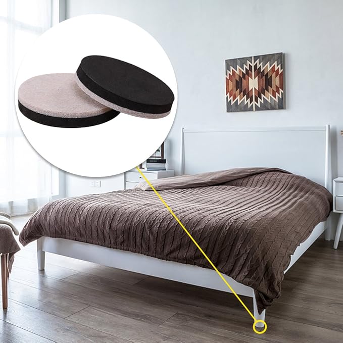 24 PCS 2.5" Felt Furniture Movers Sliders for Hardwood Floors, Reusable Felt Furniture Moving Pads, Sliders for Moving Heavy Sofa Couch Fridge, Furniture Glides Easily and Quickly (Beige, Round)