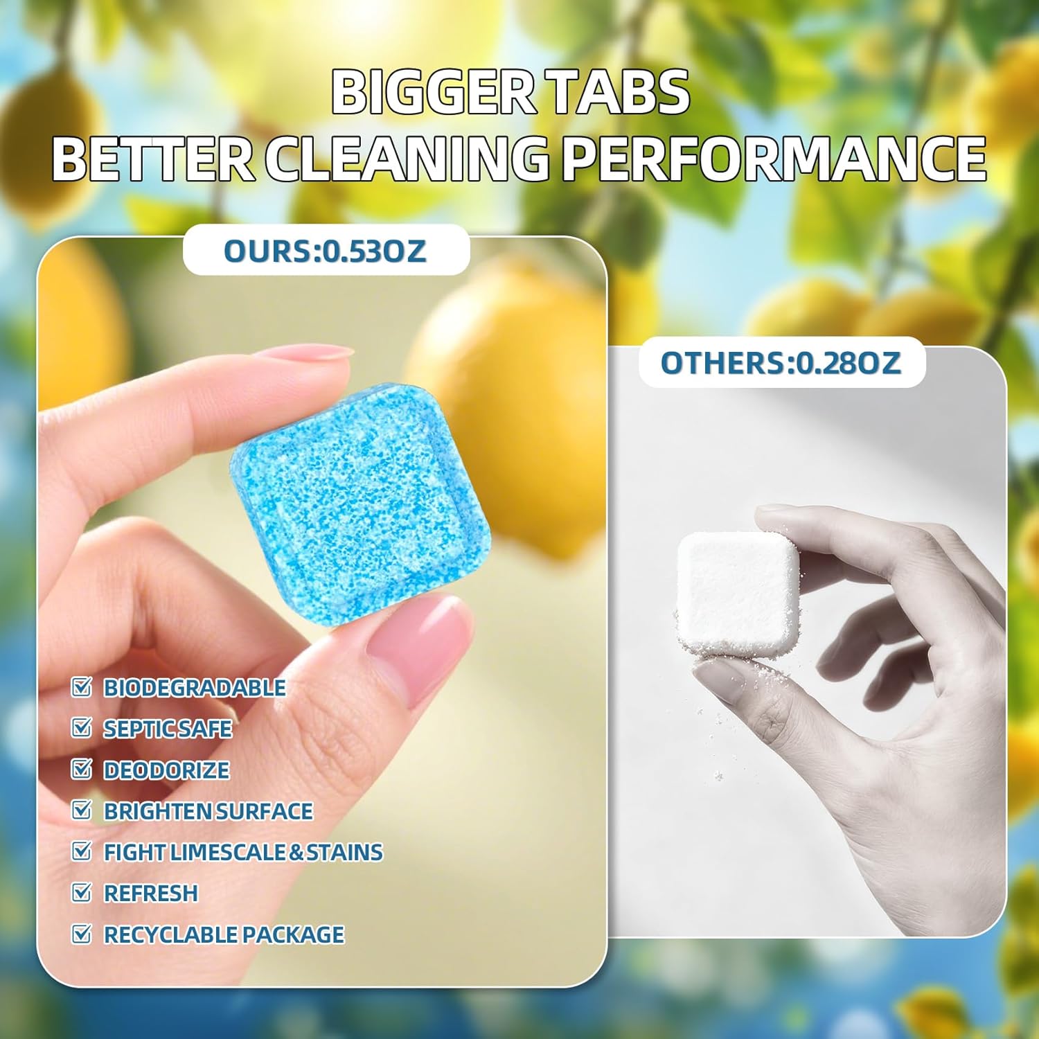 Toilet Bowl Cleaner Tablets 30 Big Pack Fast Dissolve Plastic-free Septic Safe Deodorize Remove Rust Stains, Hard Water Ring Remover, Toilet Cleaning