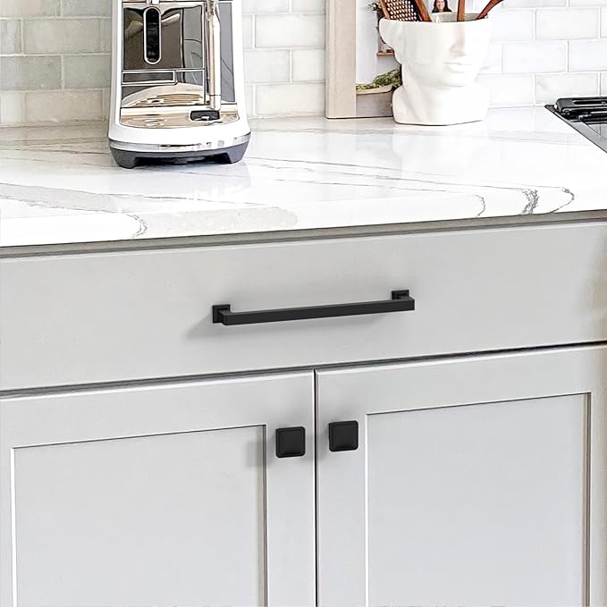 10 Pack 7"(177mm) Black Kitchen Cabinet Pulls Matte Black Cabinet Handles Drawer Pulls Cupboard Hardware for Cabinets CK0078