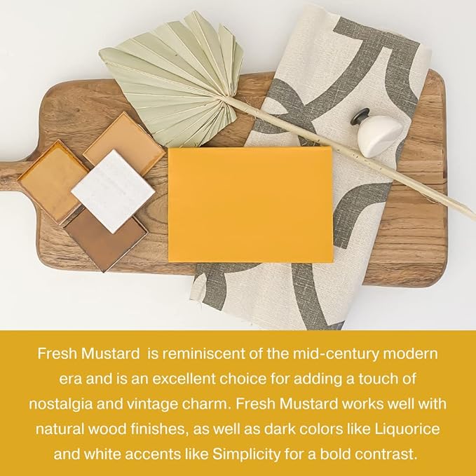 Country Chic All-in-One Chalk Paint for Furniture, Cabinets, Home Decor, Eco-Friendly, Matte Finish, Built-In Primer & Top Coat for Wood, Metal - Fresh Mustard (Mustard Yellow) - Pint 16 oz (475 ml)