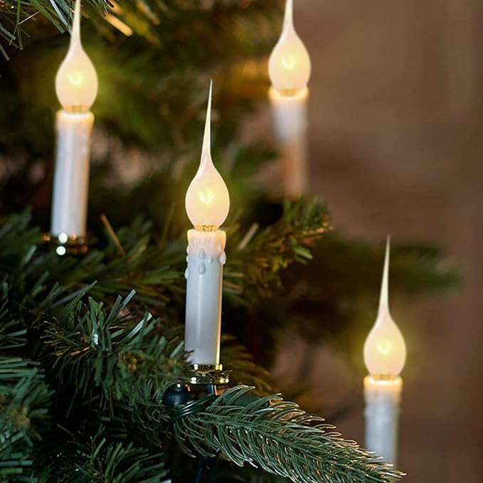 Silicone Dipped Candle Light Bulbs Country Style Candle Replacement Bulbs 5 Watts Clear Silicone Light Bulbs for Window Candles Chandeliers, C7/E12 Candelabra Base (12 Pack)