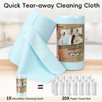 Microfiber Cleaning Cloths Roll, 75 Pack Tear Away Microfiber Towels Roll, 12" x 12" Lint Free Rags, Reusable Cleaning Cloths, Washable, Scratch Free,Ultra Absorbent Dish Rags(Blue Ripple)