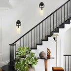 15'' Knurled Copper Wall Sconce,Modern Black Glass Bathroom Wall Sconces, 1-Lights Bathroom Vanity Lights for Living Room, Bedrooms, Fireplace, Staircases, Include Bulb