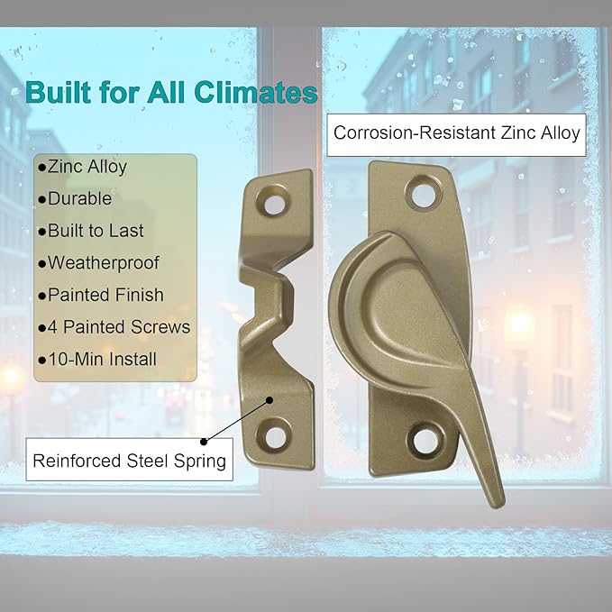 Metal Window Lock Replacement for Andersen Window Parts, Work with 200 Series Narroline Or 400 Series Tilt-Wash Double-Hung Window, Stone Sash Lock and Keeper