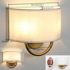 Industrial 2-Lights Wall Sconce Fixture with White Fabric Shade, Double Arm Wall Light Lamps Decor for Hallway Bedroom Living Room Bathroom Stairway