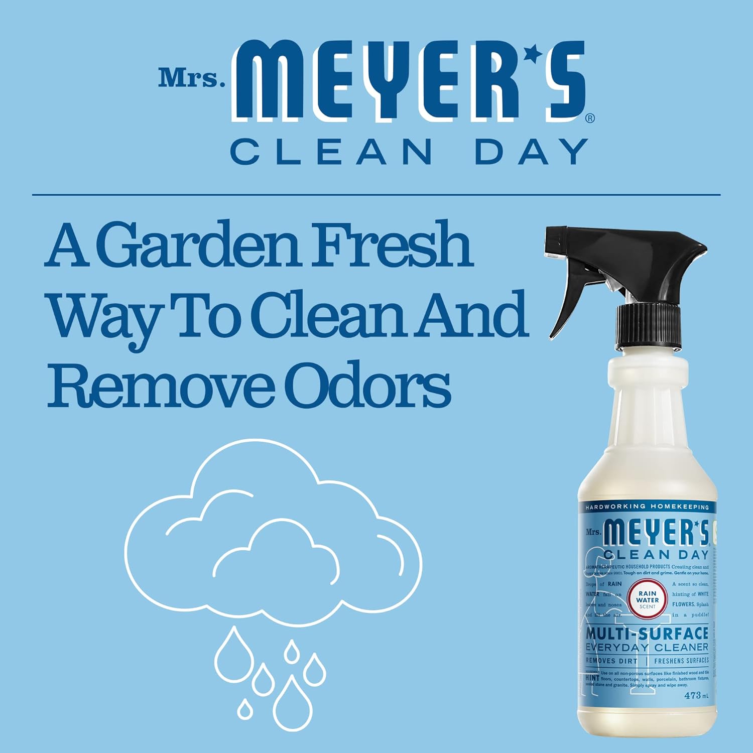 MRS. MEYER'S CLEAN DAY All-Purpose Cleaner Spray, Rain Water, 16 fl. oz - Pack of 3