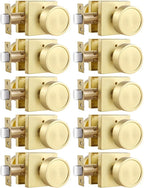 Haidms Gold Door Knobs Interior, Zinc-Alloy Heavy Duty Round Brushed Gold Privacy Door Knobs for Bedroom Modern Bathroom Interior Door Lock Bulk(10 Pack)