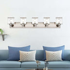 5-Lights Brushed Nickel Bathroom Wall Light with Clear Glass Shade, E26 Bulb Base Vanity Lighting Fixtures Over Mirror for Kitchen Cabinet Bedroom