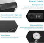 xydled Mail Boxes with Combination Lock,Locking Mailbox Wall Mounted,Security Metal Mailbox Drop Box, Modern Large Capacity,Steel Cover Metal Postbox for House Home Outside, Black, 14.2''x12.6''x4''