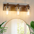 3-Light Bathroom Light Fixtures Modern ORB Vanity Lights for Bathroom Lighting Fixtures Over Mirror with Clear Glass Shade for Cabinet Mirror Bedroom Hallway