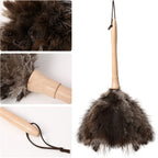 THARAHT 2PCS Ostrich Feather Duster 16 Inch Fluffy Natural with Wood Handle Reusable Washable for Cleaning Keyboard,Home,Car,Office Ostrich Feather Duster